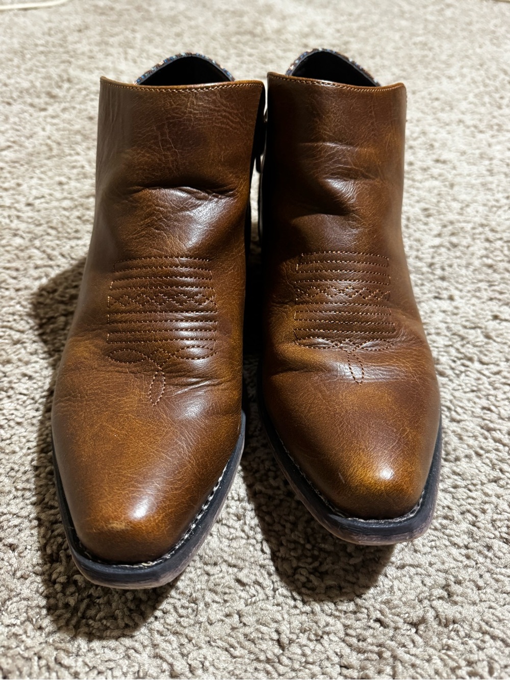 Roper Brown Embroidered Heel Ankle Booties 9.5 - Picture 5 of 9